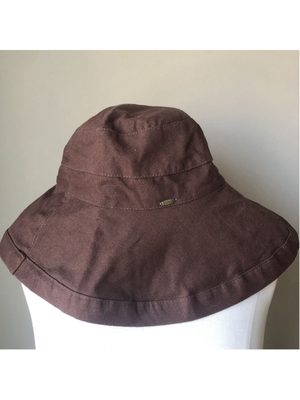 Scala Brown Cotton Wide Brim Adjustable Sun Hat